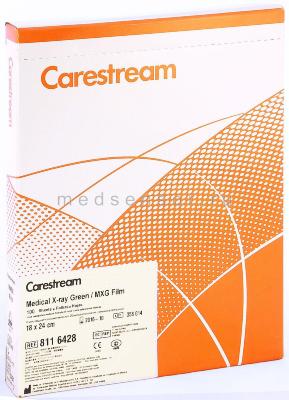  Сarestream Health (Kodak) MXG 24 х 30 см Зелёночувствительная пленка для общей рентгенологии. 100 листов 24 х 30 см.