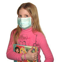 Маска 3-хслойная на резинках для детей Одноразовая детская медицинская маска на резинках. Цвет зелёный.